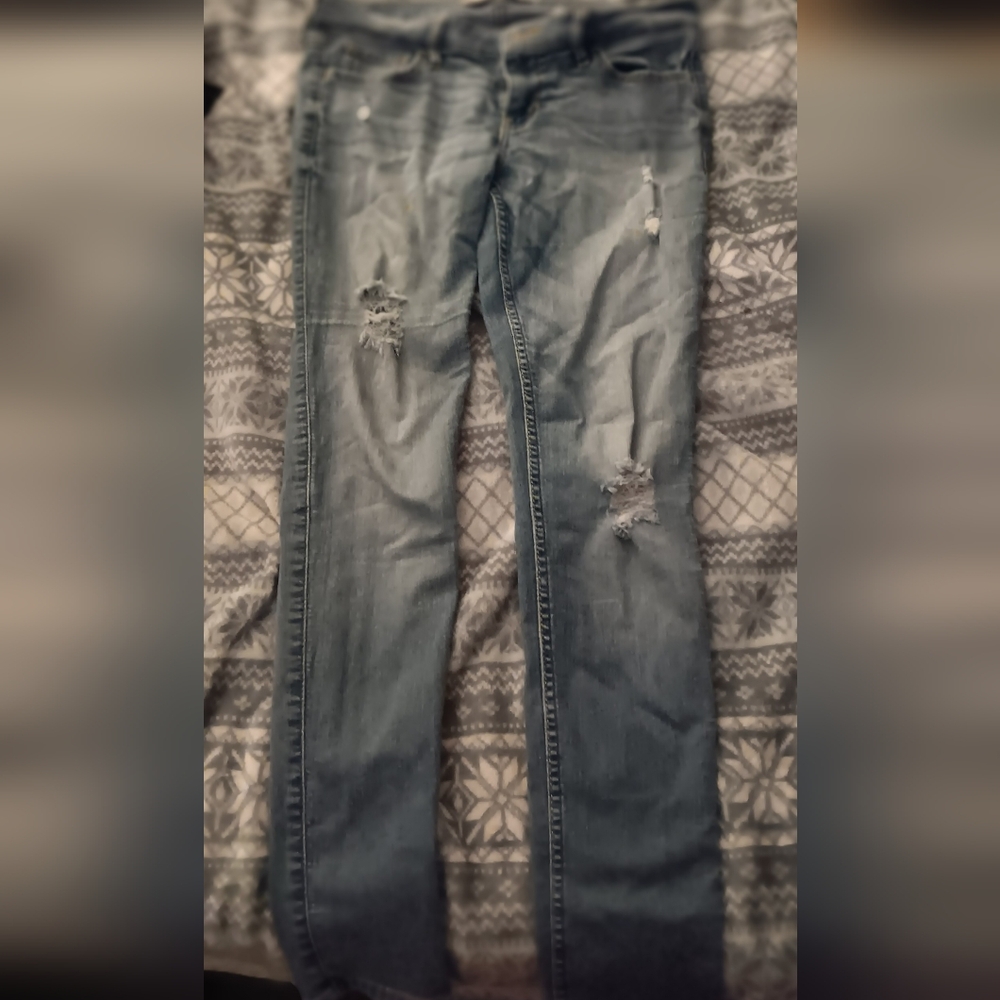 Hollister Light Blue Distressed Skinny Jeans